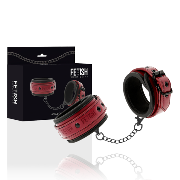 VEGAN LEATHER ANKLE HANDCUFFS WITH NEOPRENE LINING